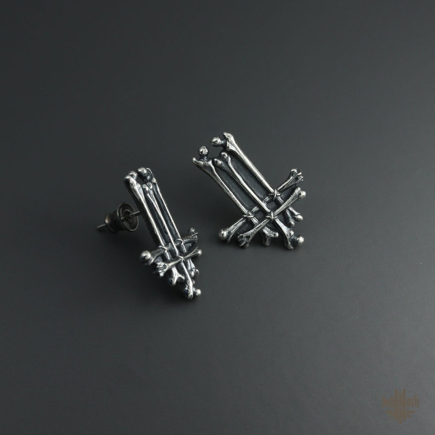 'Trivmviratvs' Behemoth sterling silver earrings (a pair)