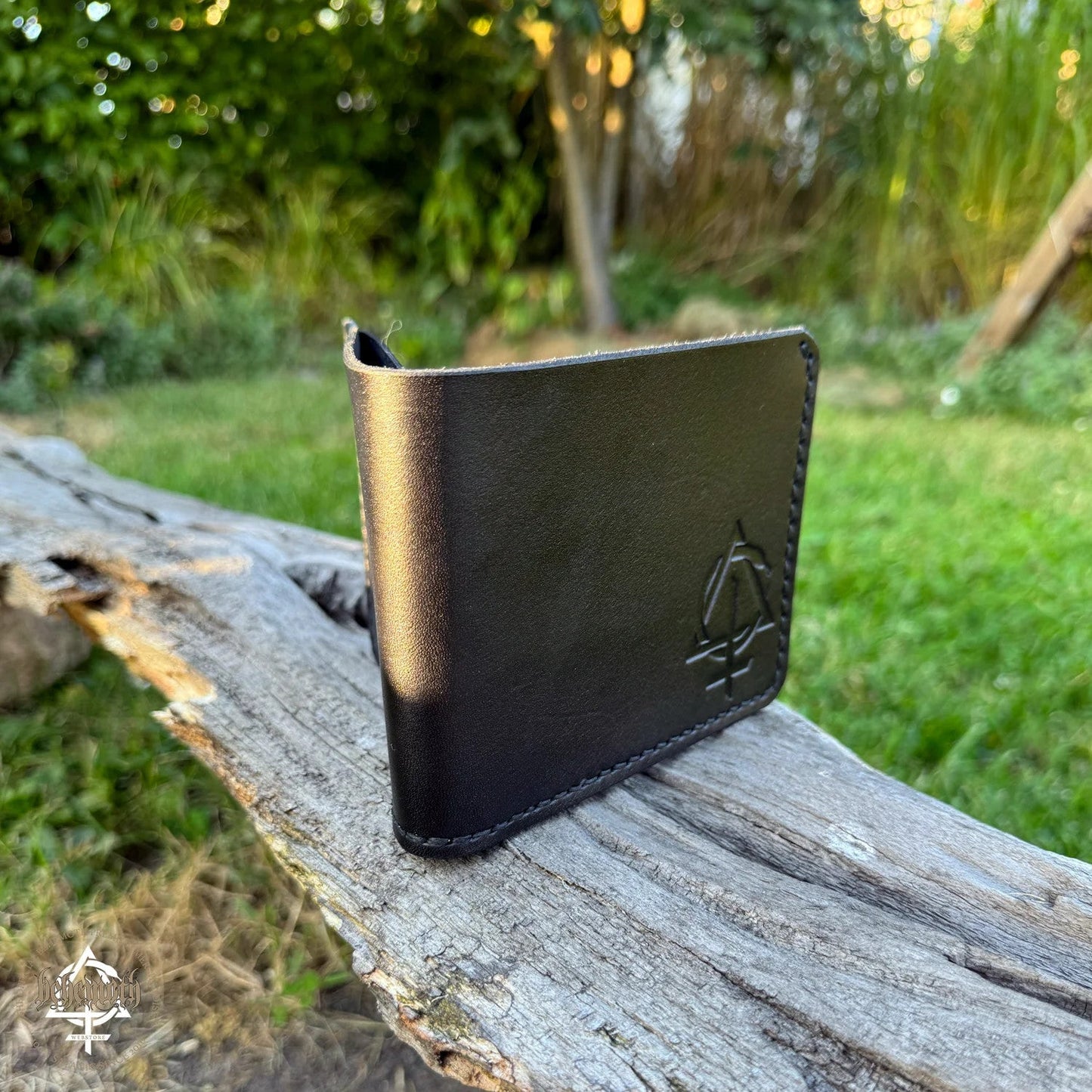 A black leather Behemoth 'Contra' wallet