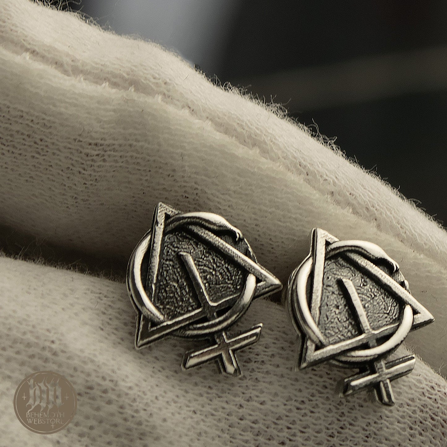 Behemoth 'Contra' sterling silver stud earrings