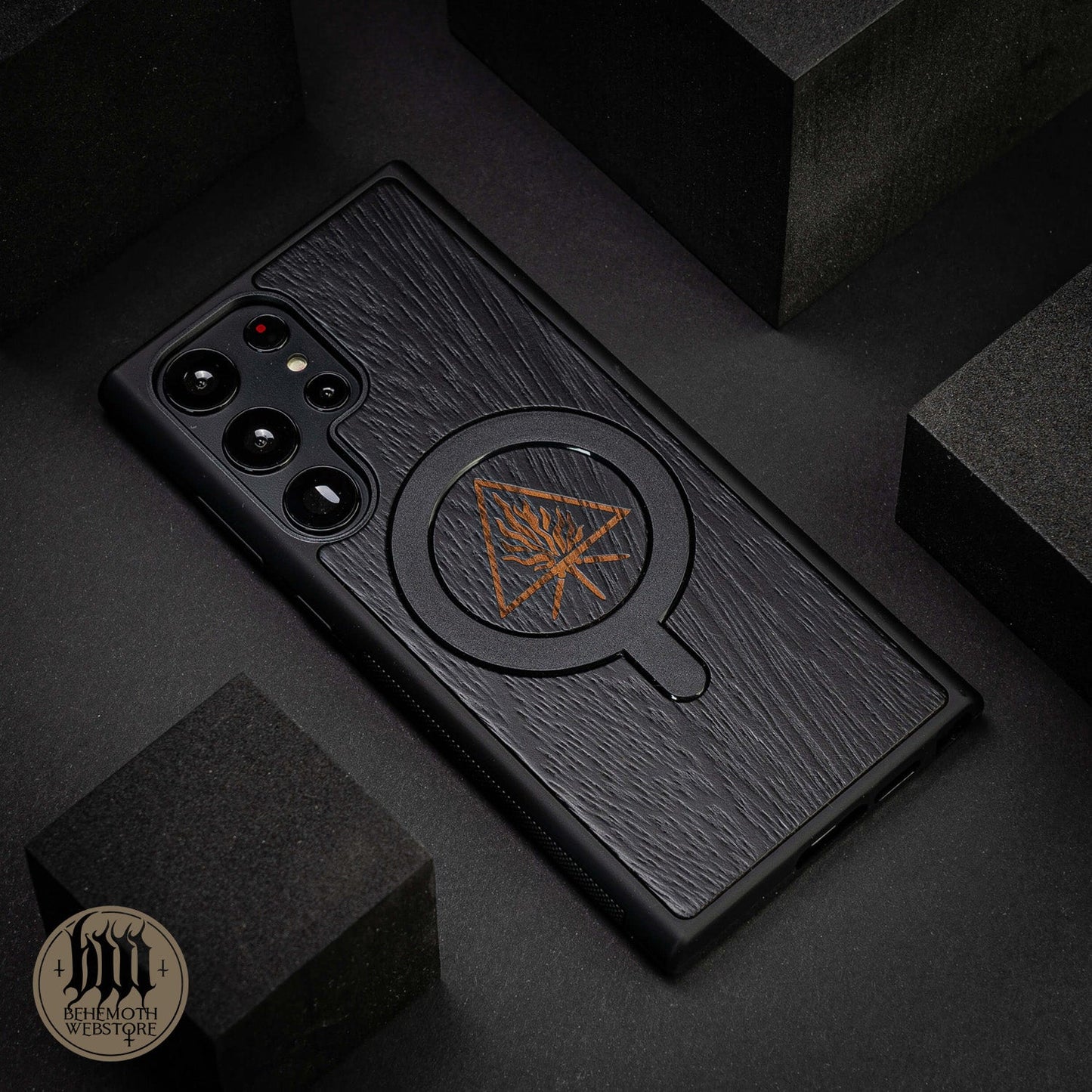 Behemoth 'The Unholy Trinity' Black Wooden MagSafe Phone Case