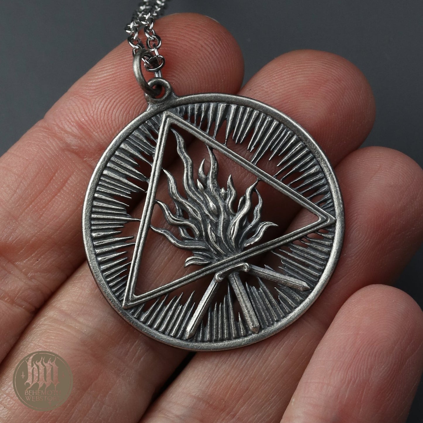 Behemoth 'The Unholy Trinity' sterling silver necklace