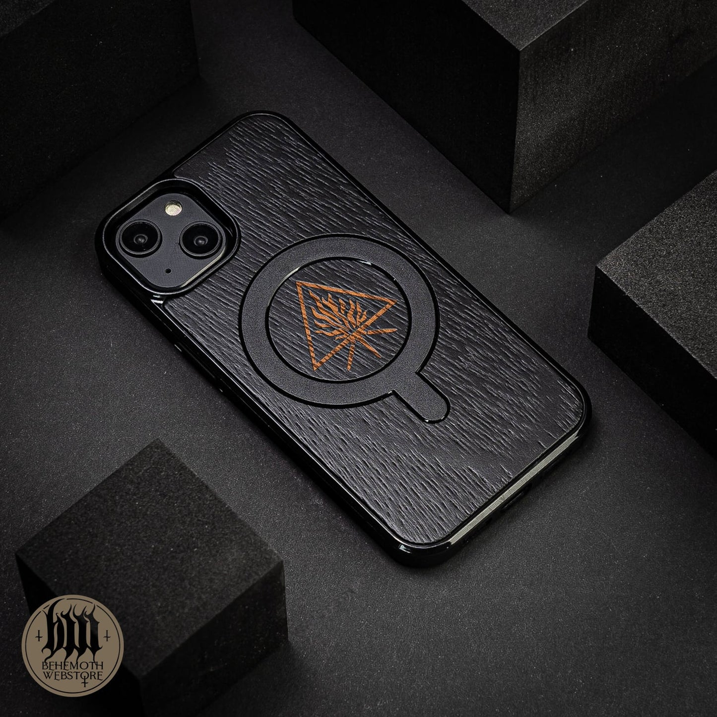 Behemoth 'The Unholy Trinity' Black Wooden MagSafe Phone Case