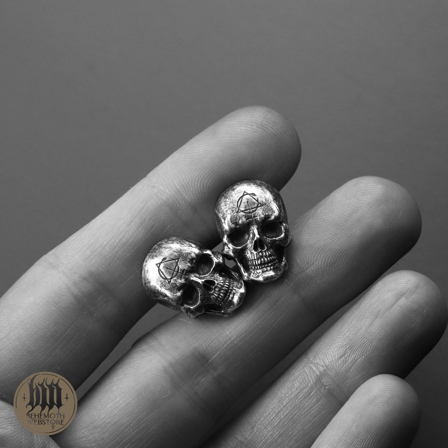 Behemoth 'Contra Skull' sterling silver cufflinks